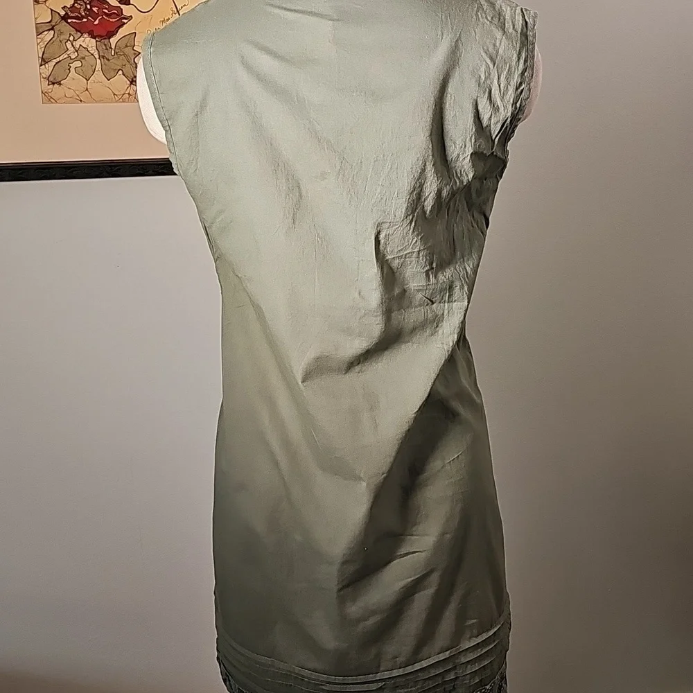 ORLEAN, Shift Pop Over‎ Dress Made In ITALY. moss Green Size XS